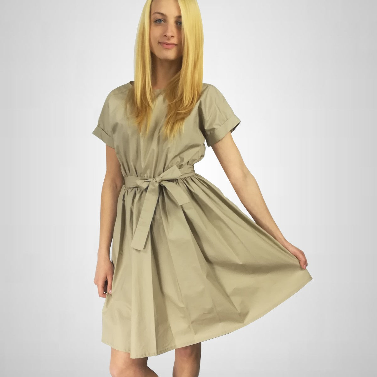 Abito manica corta beige