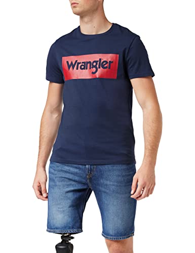 Wrangler SS Logo Tee T-Shirt, Blu (Directoire Blue XKL), Medium Uomo