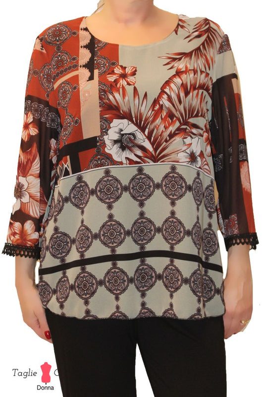 Blusa doppia fantasia Carla Ferroni