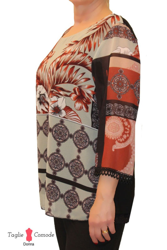 Blusa doppia fantasia Carla Ferroni
