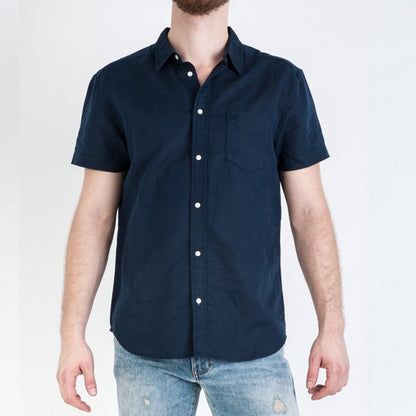 Camicia Lino blu manica corta Wrangler
