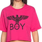 T-Shirt Donna BOY LONDON Fucsia e Bianca