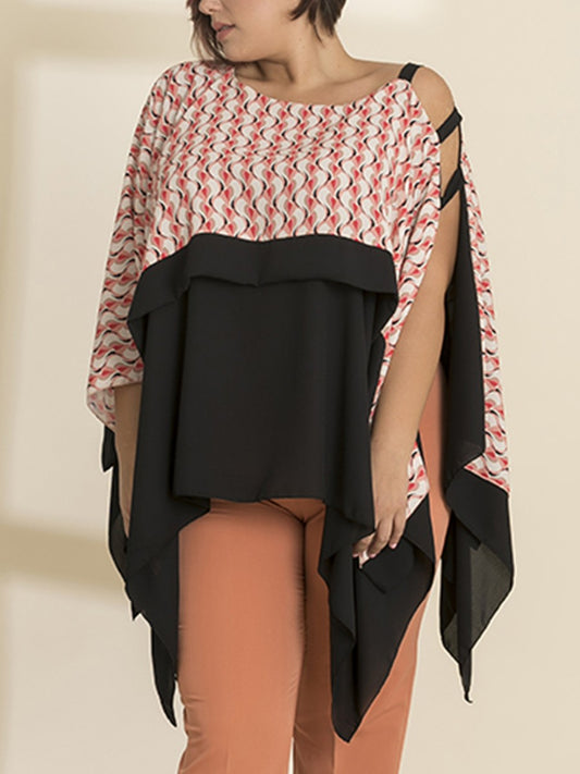 Blusa Conformato fantasia rosa e nero Lizalù